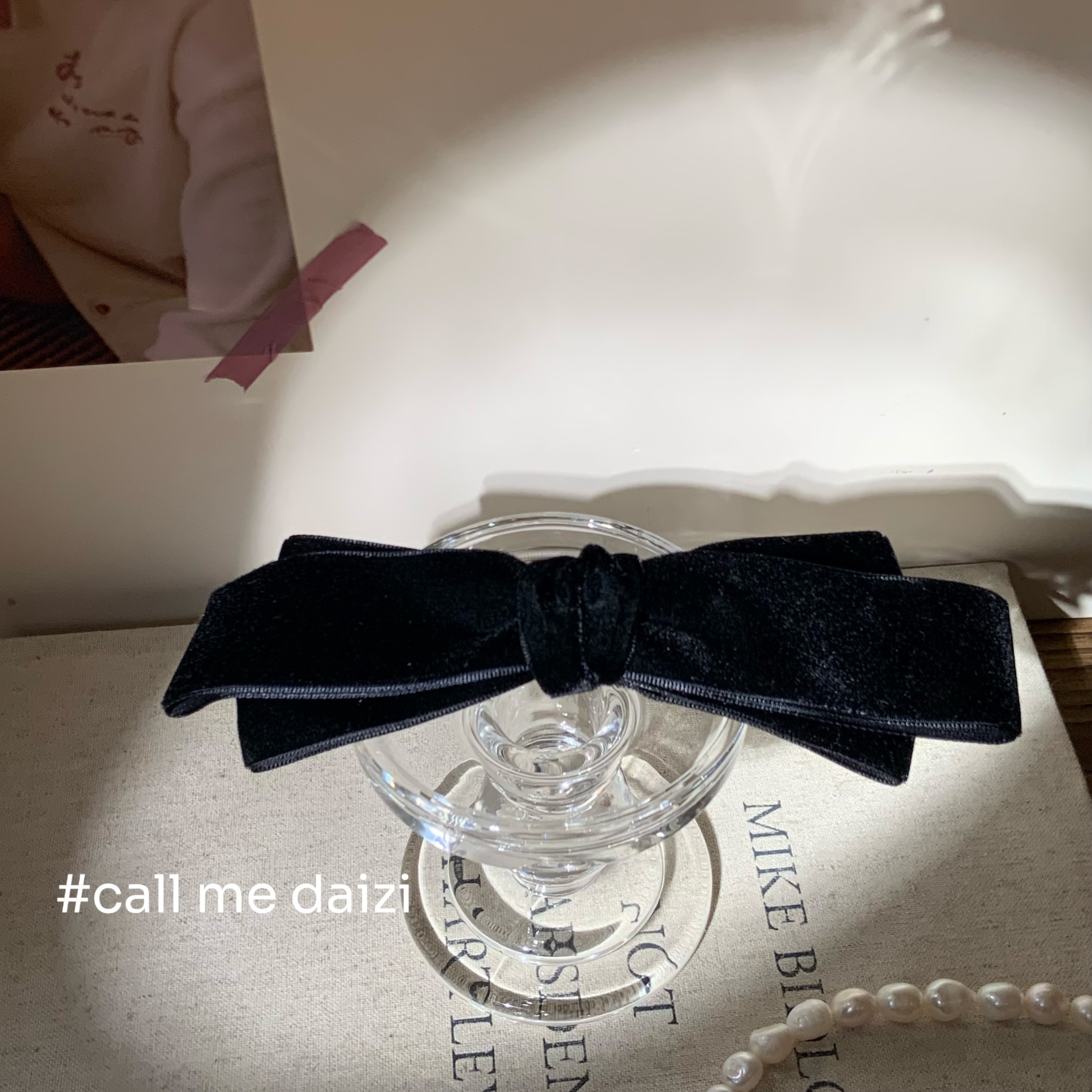 法式公主风~黑色丝绒蝴蝶结弹簧一字夹发饰发夹气质高级感