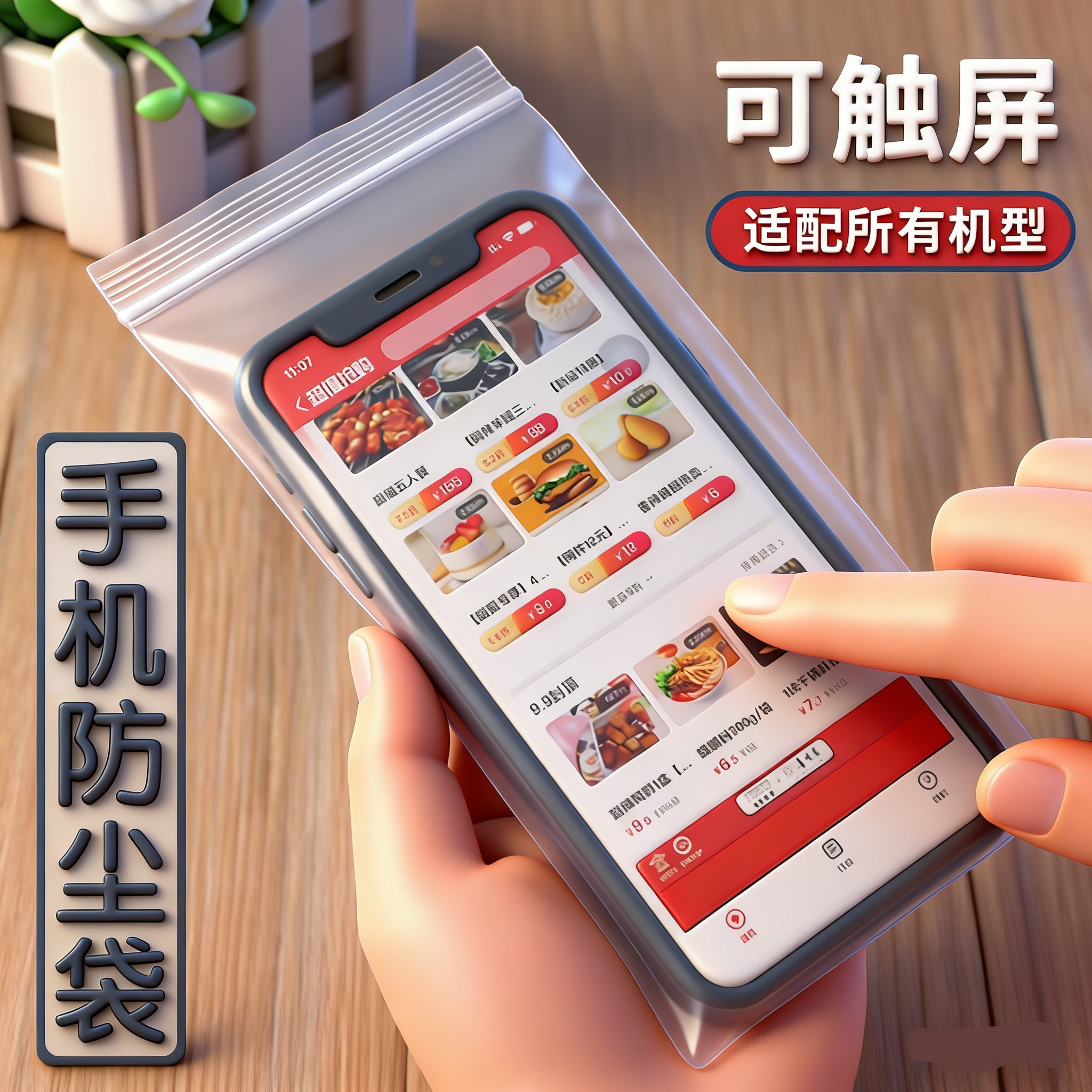 一次性手机套专用自封袋手机袋子透明密封可触屏防灰尘塑料防雨水