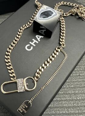 欧美钛钢叠戴双层毛衣链