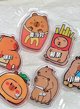 卡通卡皮巴拉双面pp夹可爱水豚亚克力夹多功能便签夹零食封口夹