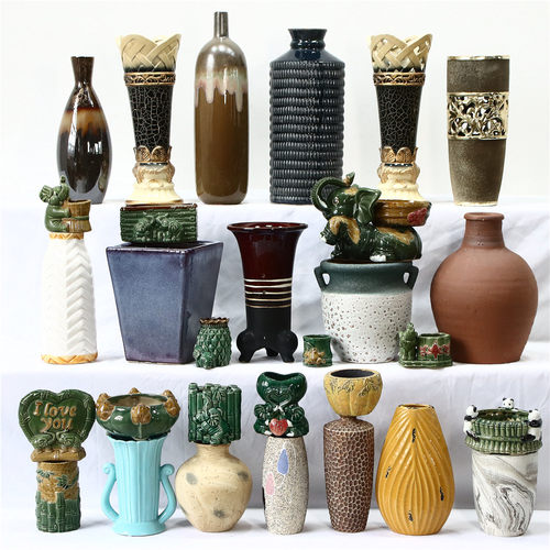 美式复古陶瓷花瓶高温瓷多肉花盆