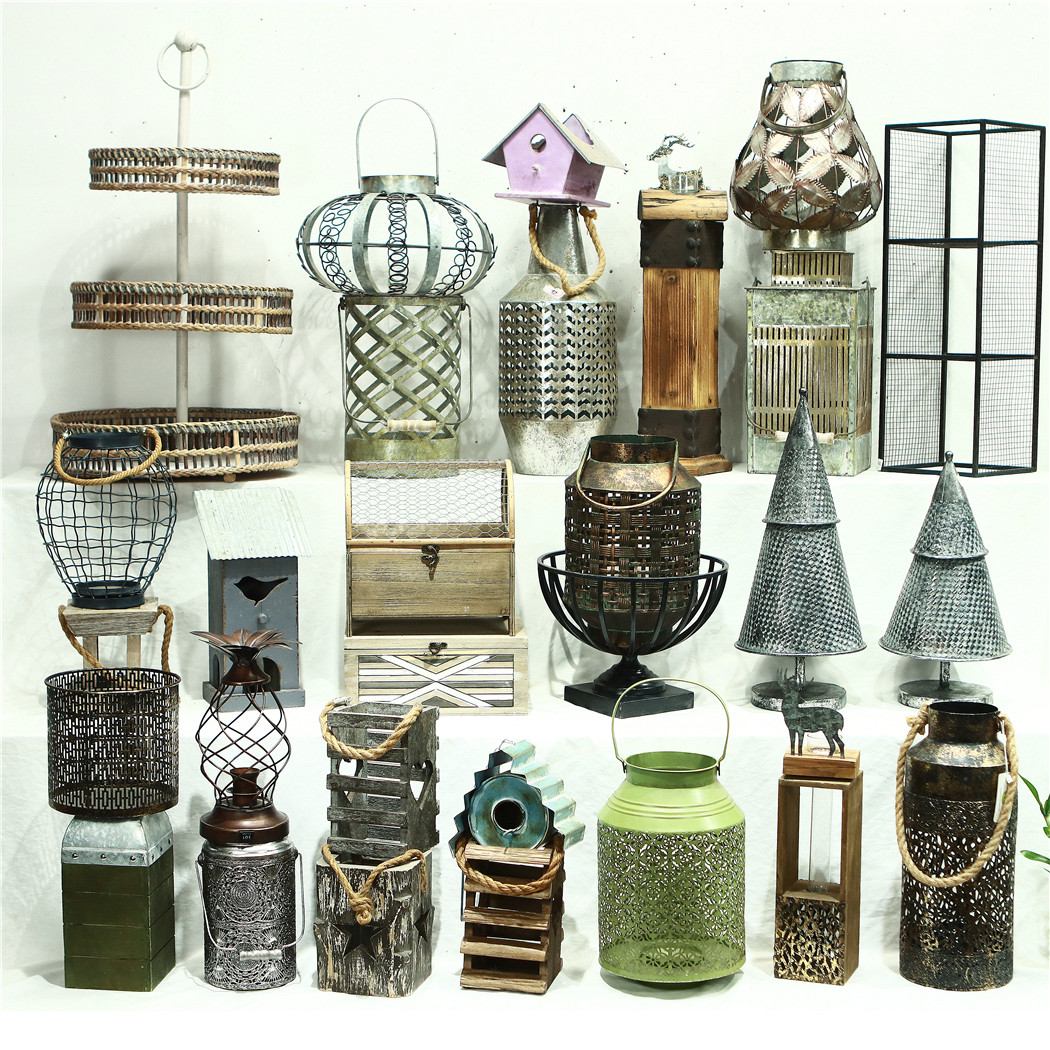 zakka杂货仿古做旧铁木装饰摆件