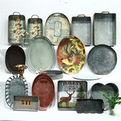 孤品大集合 田园风铁艺仿古托盘果盘创意收纳盘子杂物盘装 饰器皿