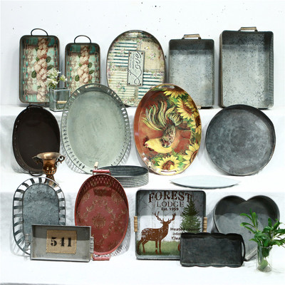 铁艺仿古托盘果盘创意收纳盘子