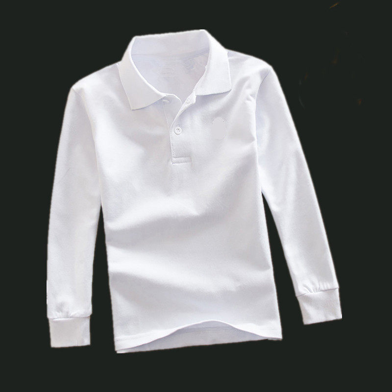 男童新款春秋装长袖儿童网眼纯棉白色T恤学生演出服翻领打底衫