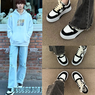 梓渝同款板鞋女厚底2025年新款黑白熊猫配色百搭休闲运动小白鞋