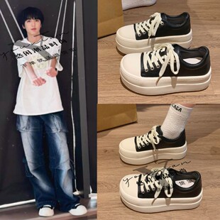 TF家族张桂源同款大头面包鞋女厚底增高小白鞋百搭休闲运动板鞋子