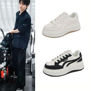 梓渝同款鞋子黑白拼色小白鞋女秋季新款韩版学生休闲运动百搭板鞋