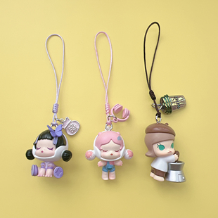 正版泡泡玛特萌粒手机绳手机链包包挂件吊坠挂绳可爱U盘礼物