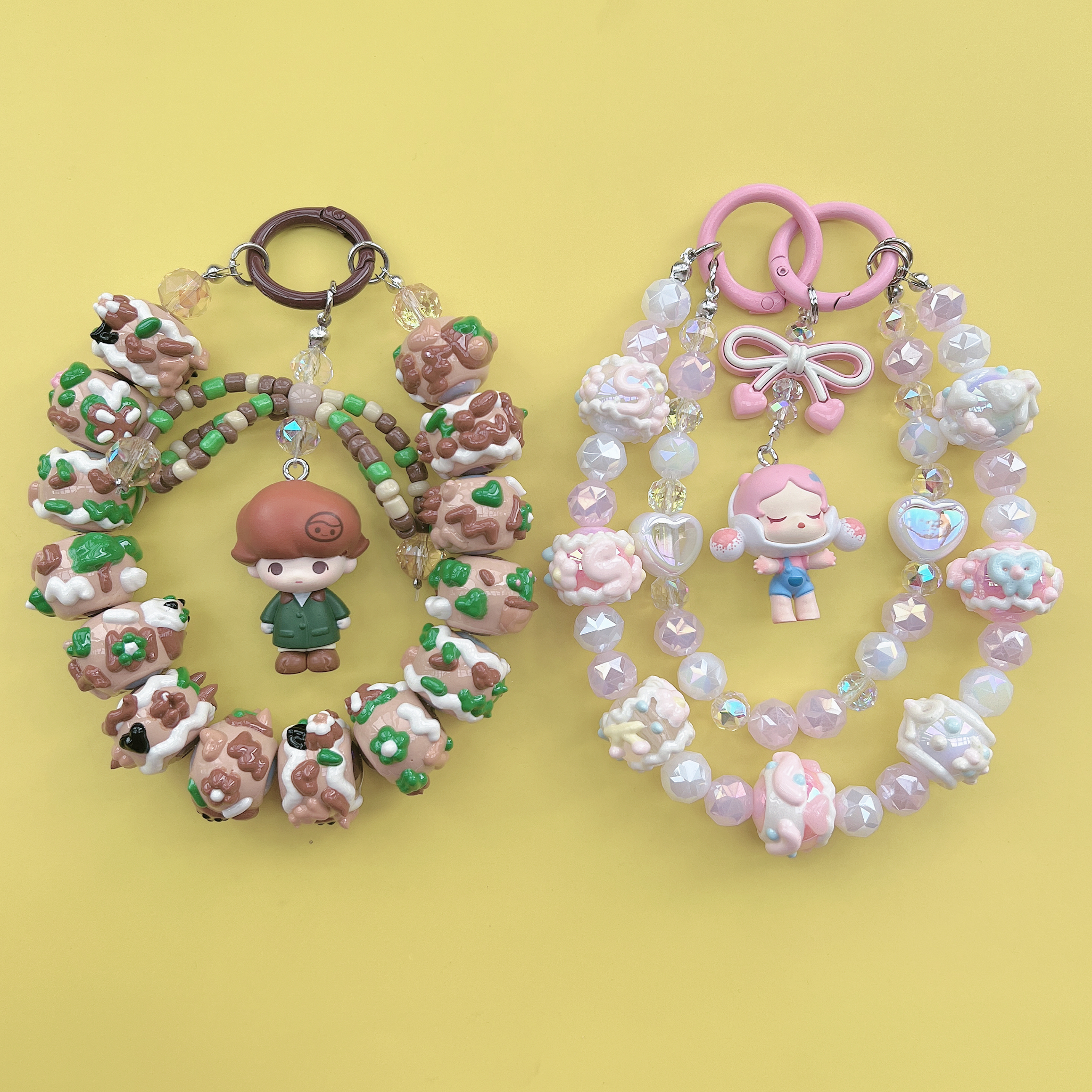 正版泡泡玛特萌粒哭娃手机链手绘珠包挂件手绘珠生日礼物特价