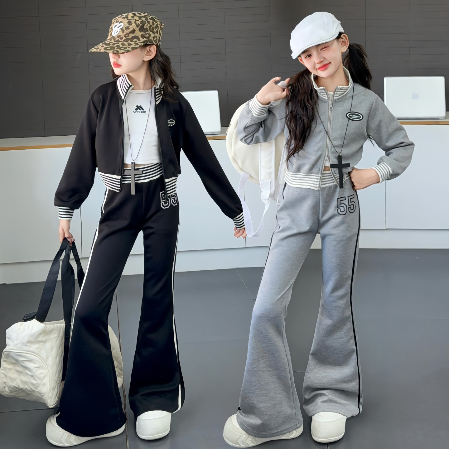 女童套装春秋款2025新款儿童洋气时髦外套两件套中大童女孩运动装