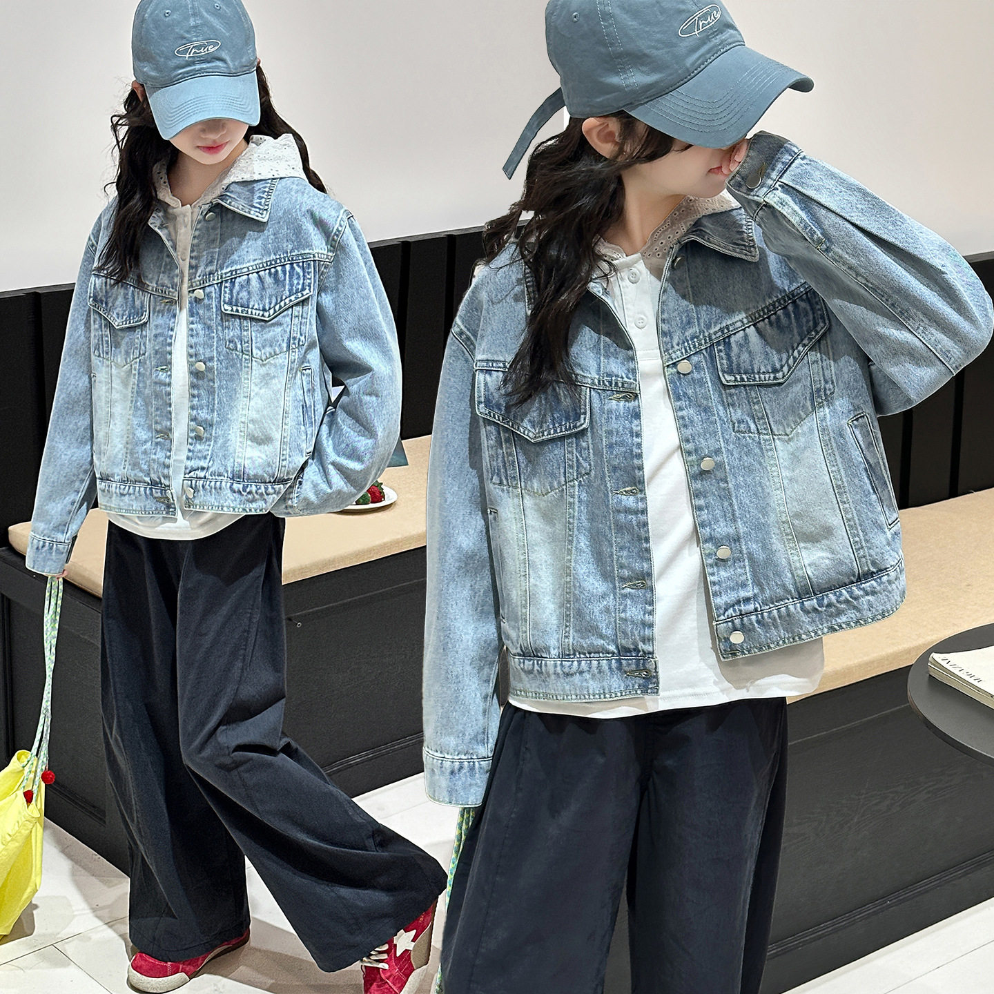 女童春款夹克2026新款儿童时髦牛仔服中大童百搭洋气女孩牛仔外套图片