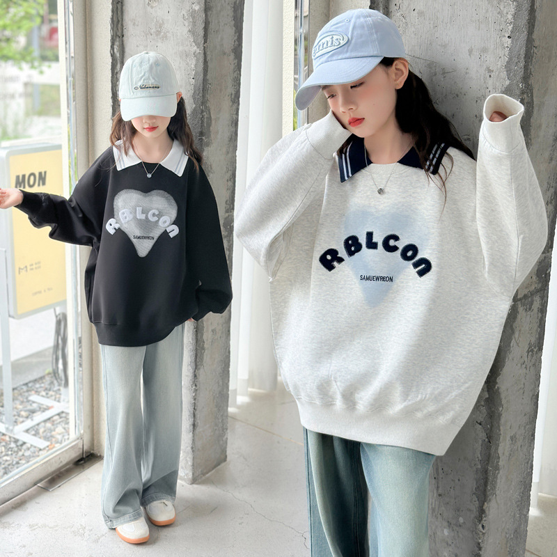 女童春秋套装2025新款儿童洋气休闲卫衣中大童秋季宽松阔腿牛仔裤