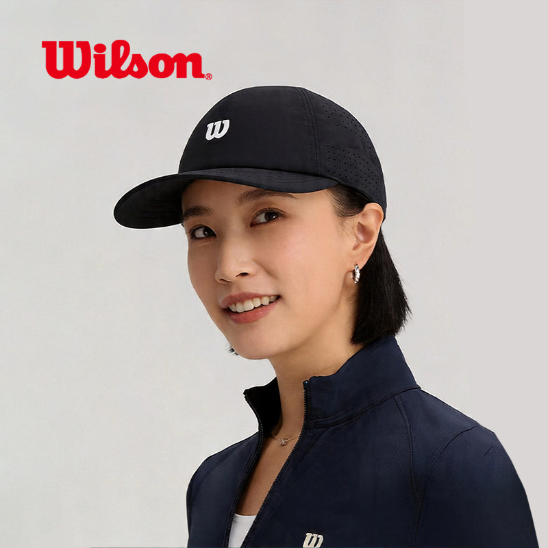 WILSON威尔胜网球帽鸭舌帽防晒帽白色黑色可调节高颜值帽子图片