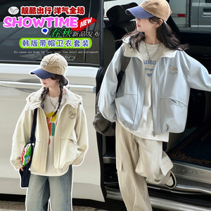 女童春季新款中大童连帽外套可爱小马刺绣夹克衫休闲上衣