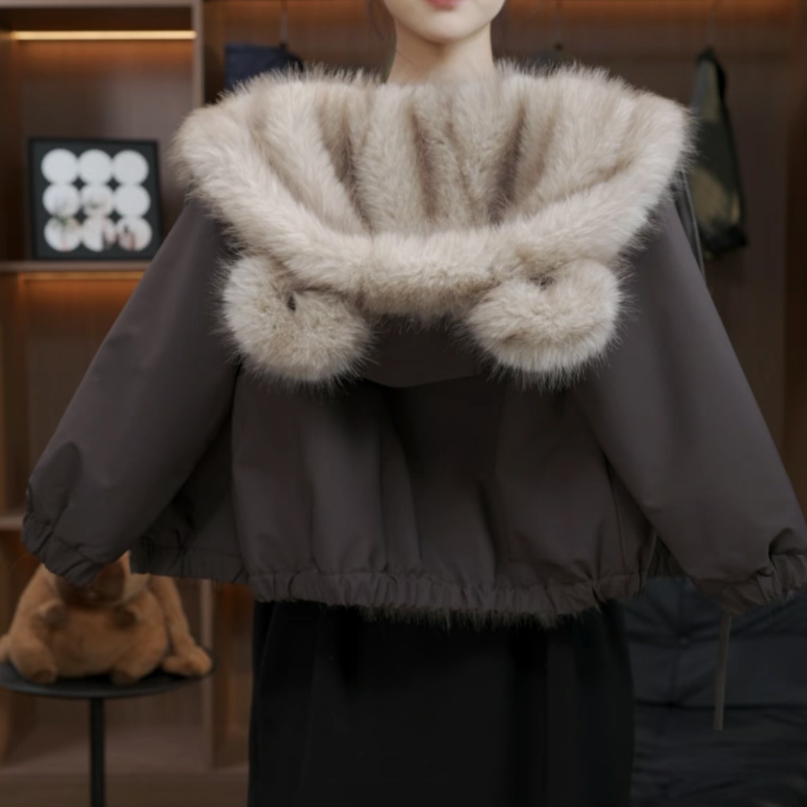 男女童秋冬新款两面一体加绒保暖派克服外套加厚棉服仿皮草