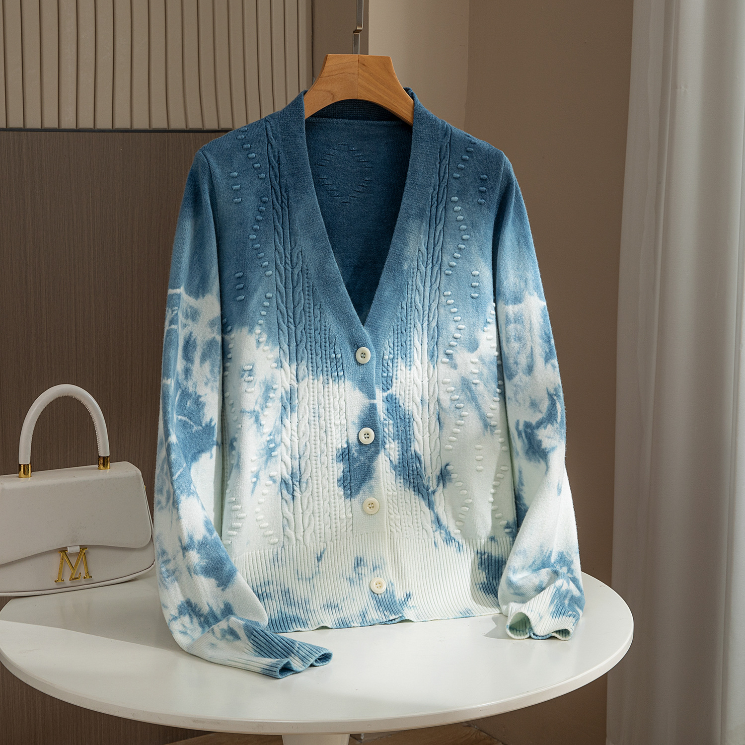 云南手工扎染秋冬季毛衣开衫外套