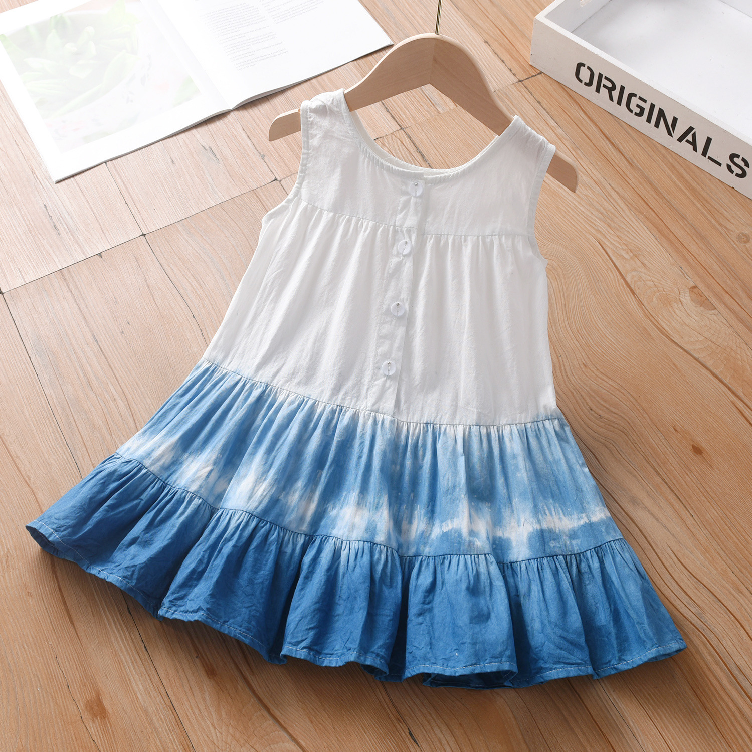 云南手工扎染女童背心上衣