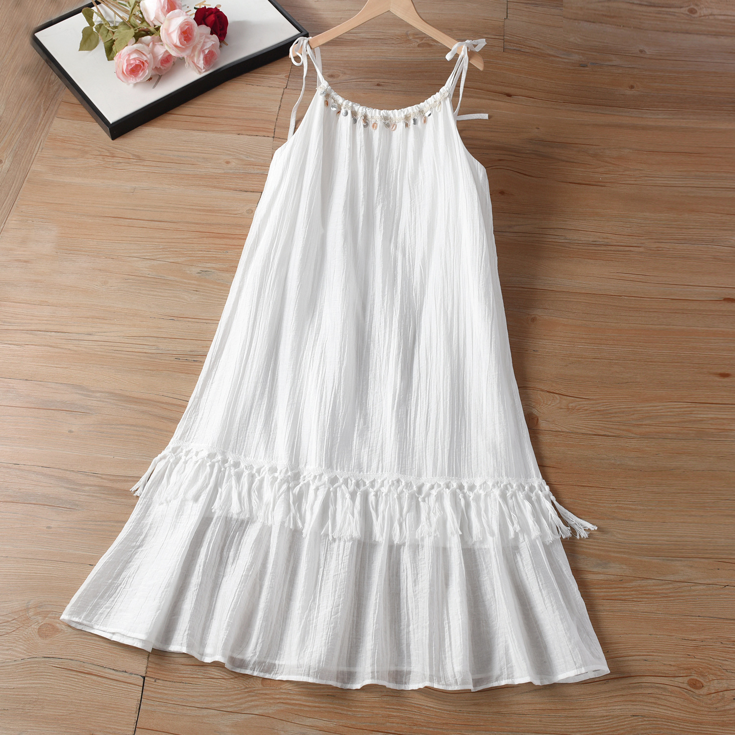 民族风复古亮片吊带连衣裙