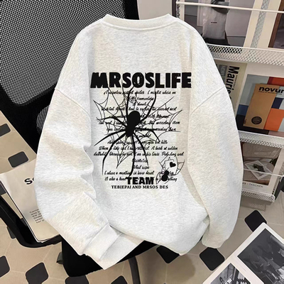 女童2025新款蜘蛛印花圆领卫衣