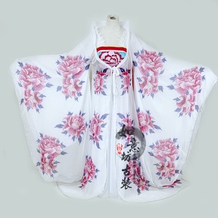 2023新款李玉刚古装演出服反串贵妃装梨花颂印花拖尾外披舞蹈表演