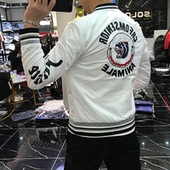 潮牌夹克青年韩版 外套 潮流重工艺刺绣棒球服修身 2019春季 男士 新款