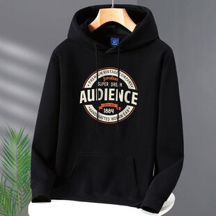 印花男生潮牌套头帽衫 情侣美式 2026新款 国潮宽松连帽卫衣男春秋季