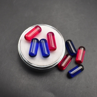 药丸形蓝尖晶胶囊红蓝 红宝石圆柱形鸽血红宝石裸石光面扁珠子