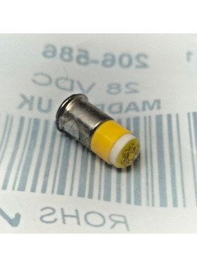 RS PRO 206586 黄色 LED 指示灯 Midget FLANGE MULTICHIP 28 V D