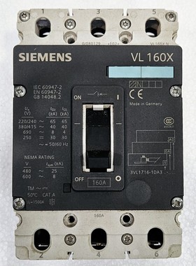 Interruttore Automatico 3 Poli 160A Siemens 3VL1716-1DA33-0A