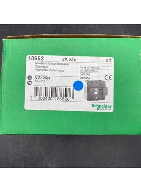 SCHNEIDER ELECTRIC 18652 NG125N 4P-25A MINIATURE CIRCUIT BRE