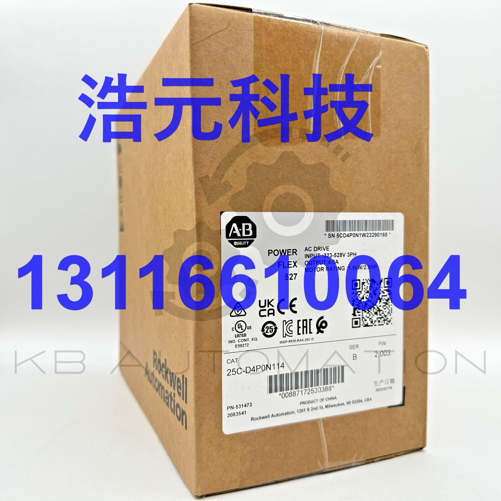 25C-D4P0N114 PowerFlex 527 AC Drive, 380-480VAC input, 4.0A,