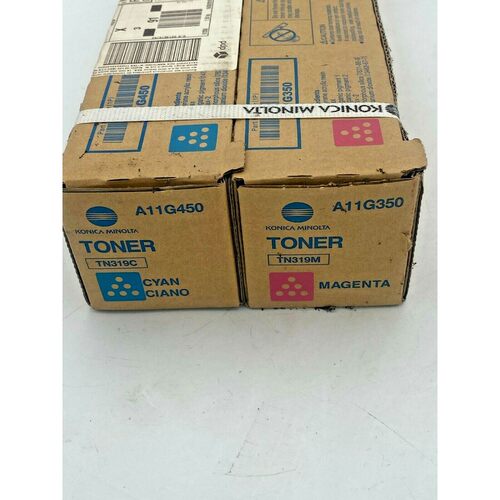 Konica Minolta C360 TN319C + TN319M Cyan Magenta Toner Cartr