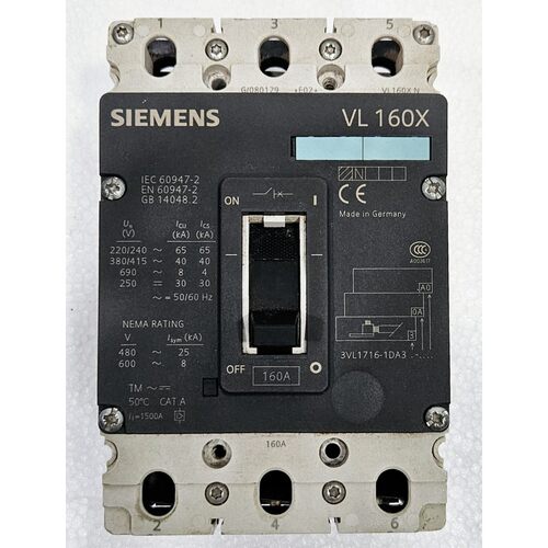 Siemens 3VL1716-1DA33-0AA0 3Pole 160AMP Circuit Breaker