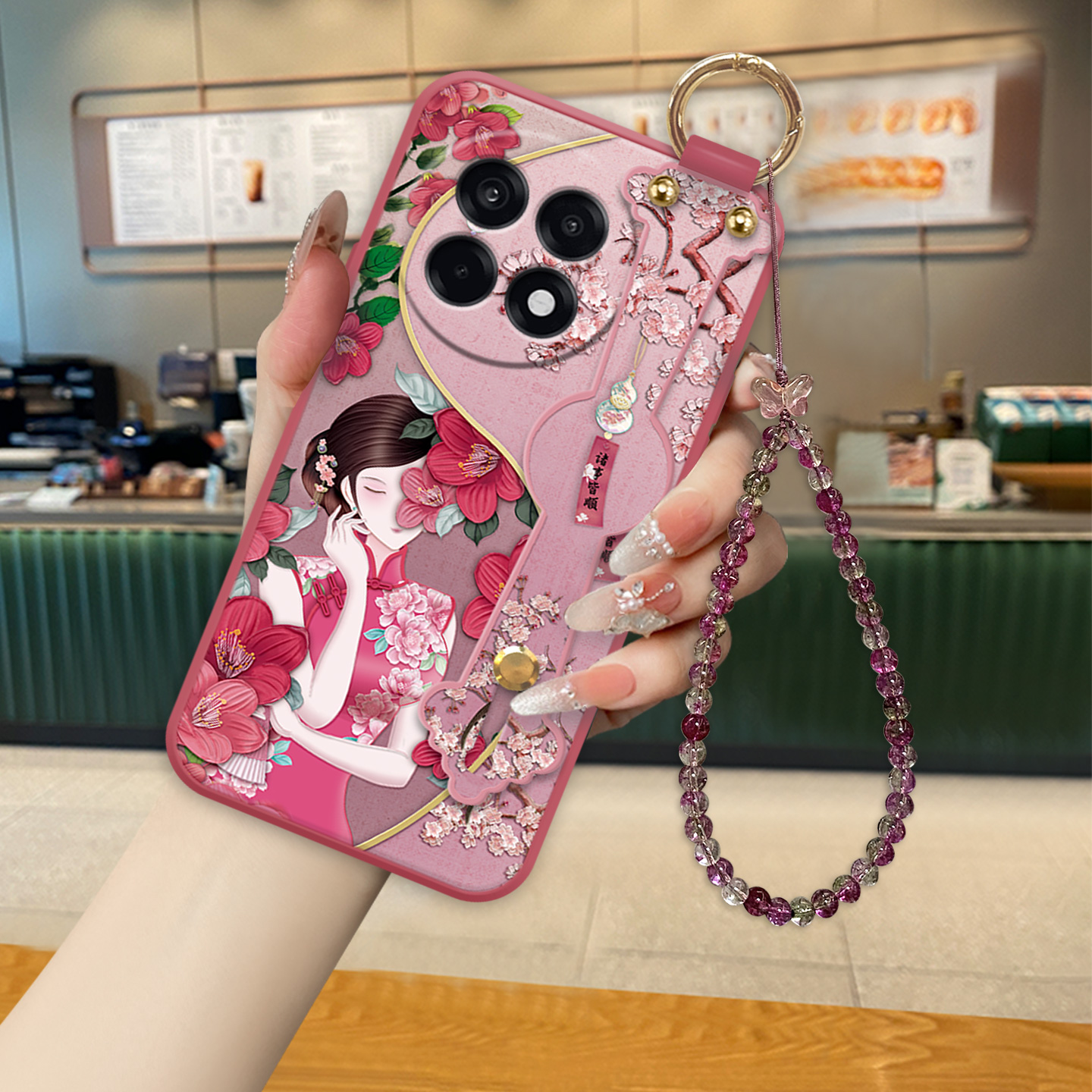 适用于一加Ace5手机壳新款旗袍美人一加Ace5Pro女款国风时尚高级一加Ace5竞速小众Ace5至尊腕带斜挎绳保护壳