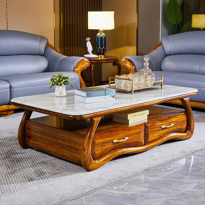 乌金木大理石茶几电视柜组合套装茶桌客厅长方形实木简约储物柜