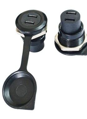 Type-C双通道延长器数据连接器USB3.0黑色螺母面板安装免焊线插座