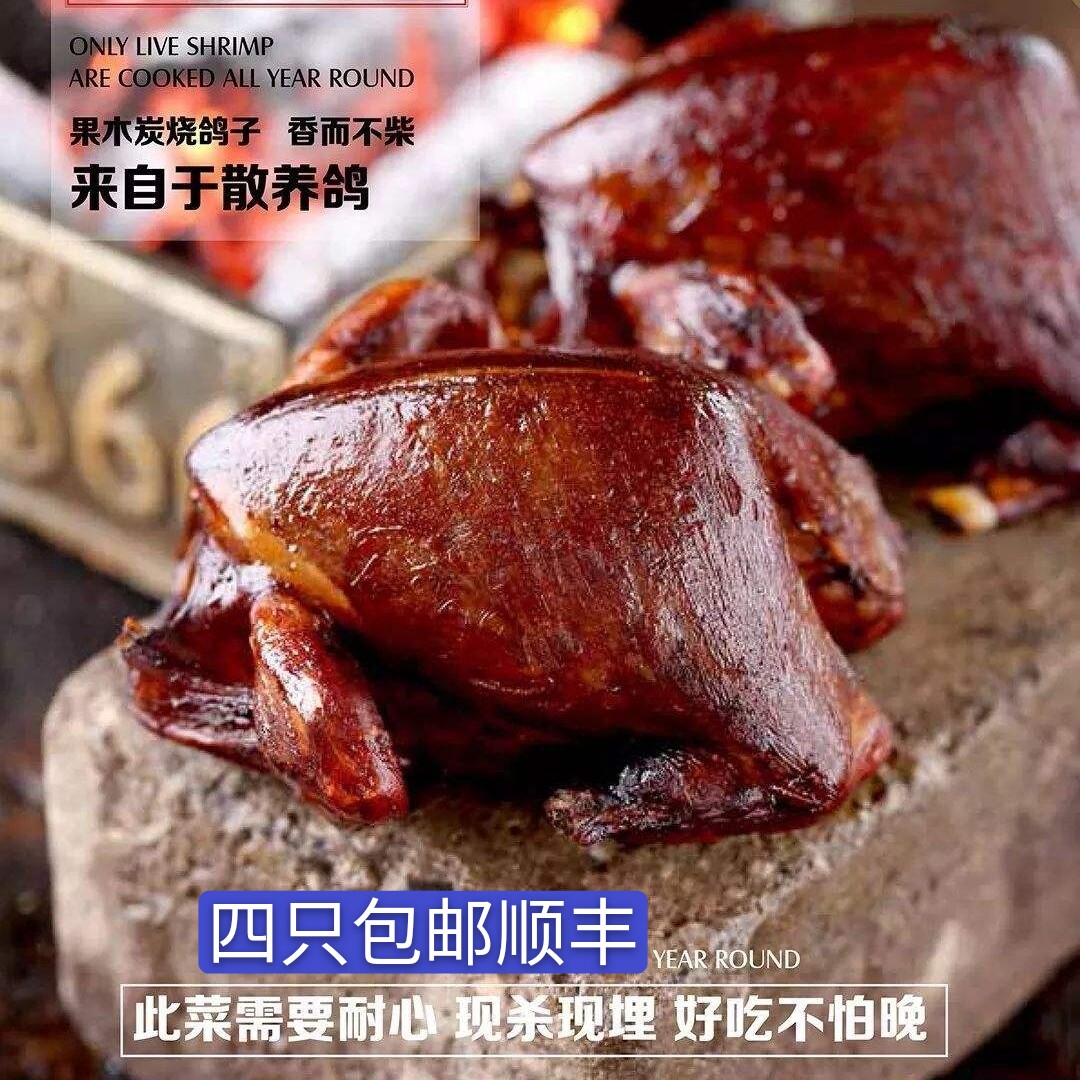 秘制烤乳鸽 脆皮乳鸽 现烤新鲜食材 滋补农家散养鸽子锡纸烤鸽子