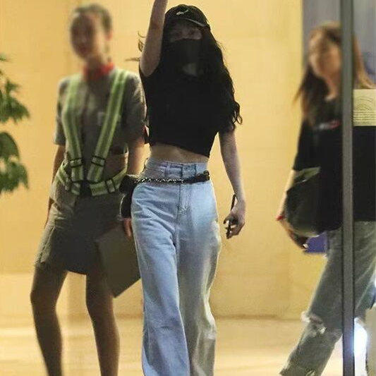 LuxeRose法式高腰阔腿牛仔裤女夏季薄款窄版直筒垂感小个子拖地裤