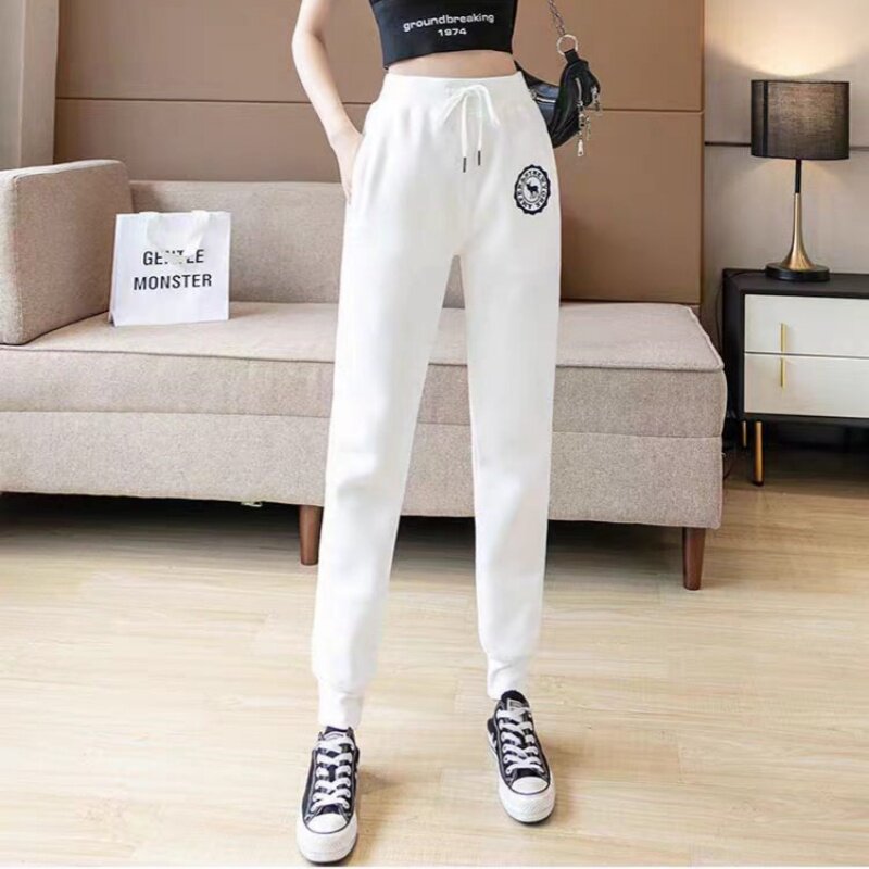 轻奢潮牌显瘦高腰束脚卫裤女重磅纯棉2026新款春夏薄款宽松运动裤