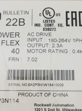 22B-A2P3N114 AB变频器 工业自动化交流调速驱动装置议价维修