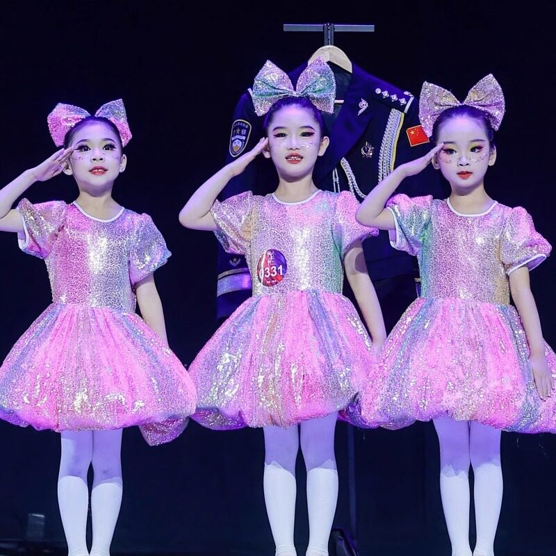 儿童蓬蓬纱裙甜甜的滋味舞蹈演出服幼儿园表演服棒糖可爱女童亮片