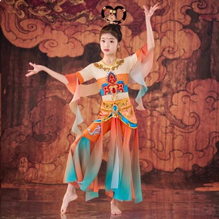 儿童敦煌飞天舞蹈演出服汉服古韵女童古典反弹琵琶异域风情表演服