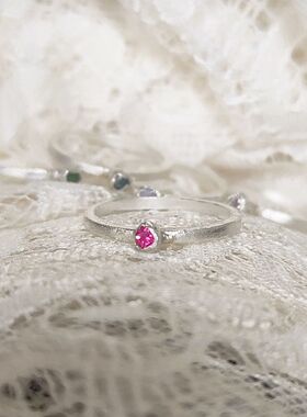 Y.Xin 原创设计独家彩色星座宝石手工银戒指纯银自然风首饰幸运石