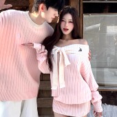 针织衫 情侣装 法式 ins超火毛衣连衣裙一男一女韩版 潮 秋冬2025新款