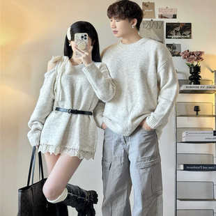 针织衫 情侣装 宽松法式 ins超火毛衣男女韩版 外套潮牌 秋冬2025新款