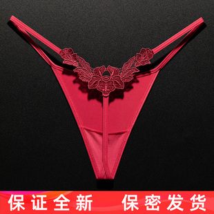 蕾丝丁字裤女欧美风性感刺绣花边火辣诱惑无痕内裤冰丝锦纶健身T