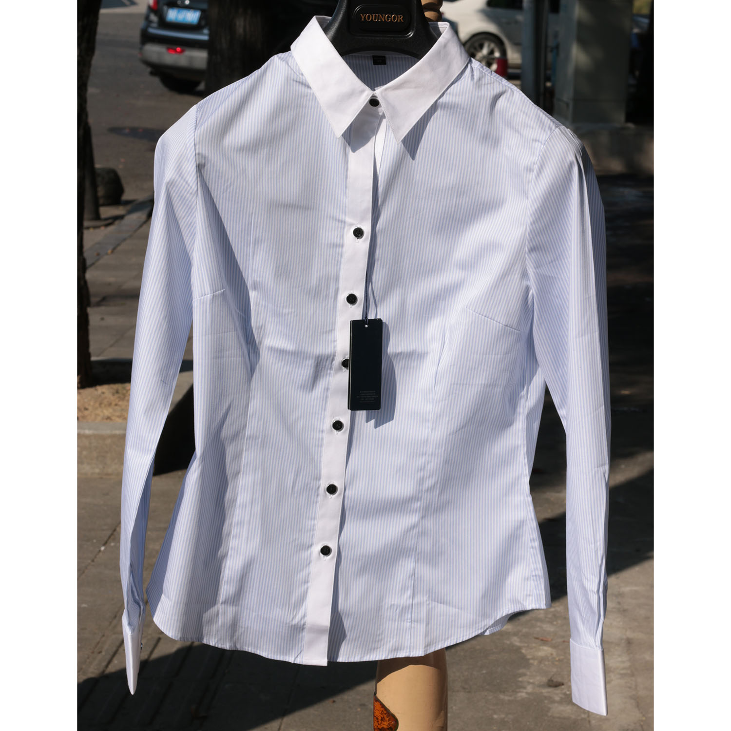 女式衬衫雅戈尔女士工装衬衫条纹女式衬衫正装春秋衬衫长袖