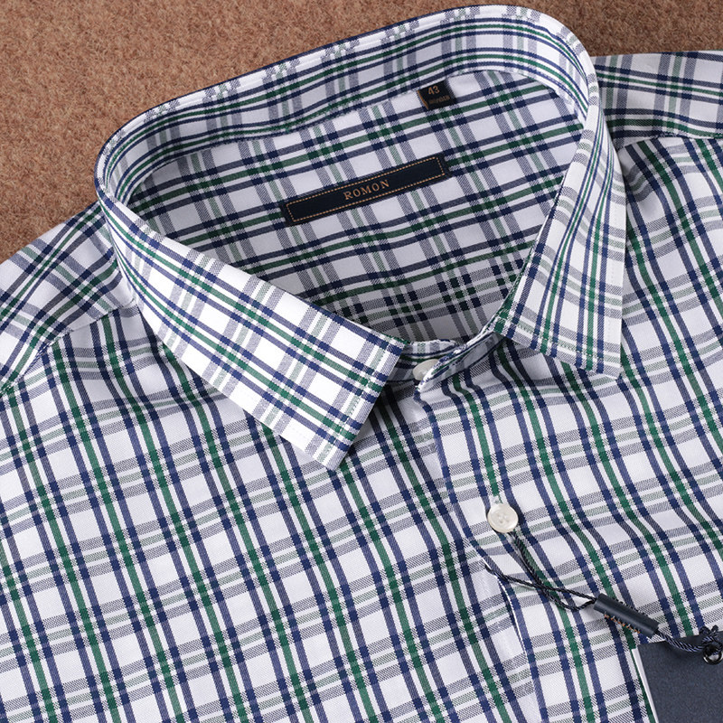 罗蒙衬衫衬衣 罗蒙男款式全棉长袖专柜正品衬衫全棉格子衬衫