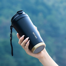 simita简约高颜值水杯男女办公车载双饮吸管无缝胆保温随行咖啡杯